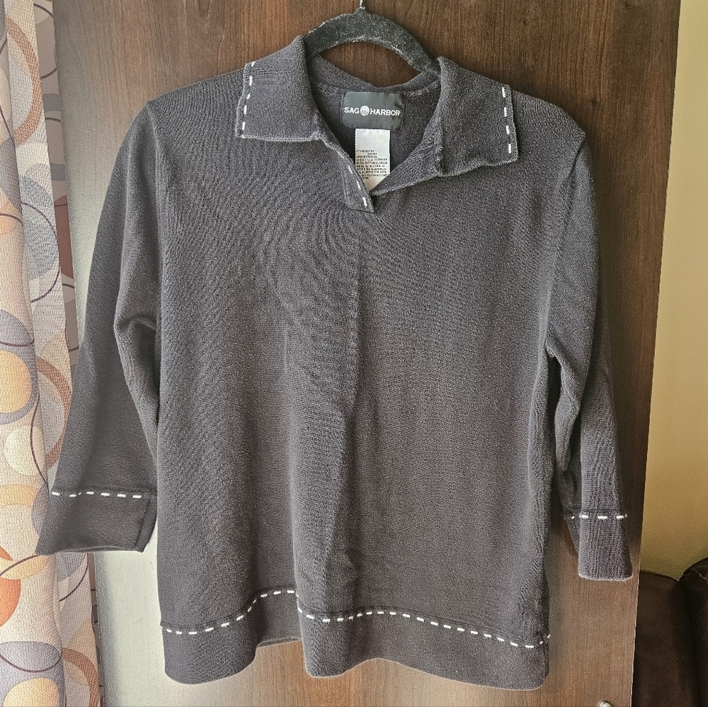 Sag Harbor Black Long Sleeve Sweater Size Large